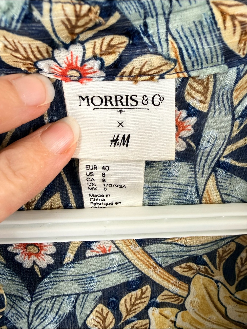 H&M x morris & co Blue Floral Long-Sleeve Tiered Maxi Dress with Yellow Accents - Picture 3 of 12